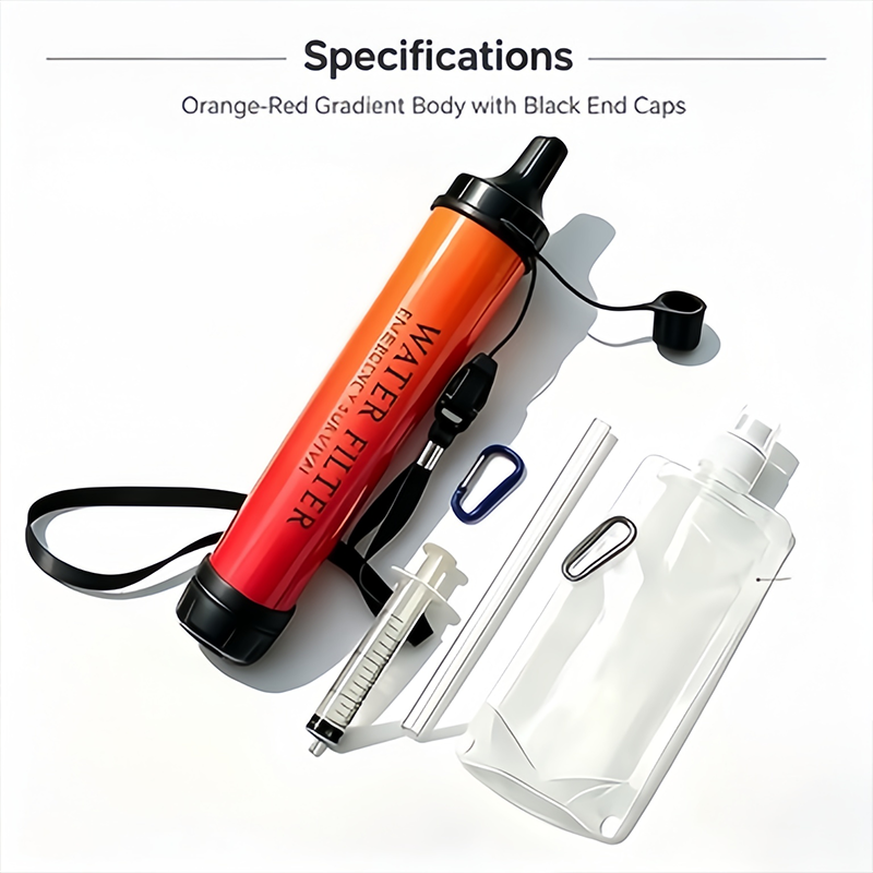 Water Purification Straw - 5000L対応の携帯用緊急時用浄水ストロー。キャンプやハイキングに最適な、物理的な方法で水を浄化するストロー。