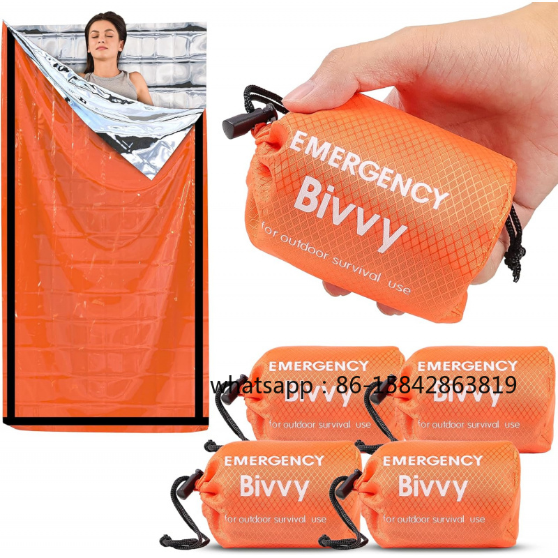 Bivy Bag Emergency - 緊急用寝袋サバイバルブランケットサーマルマイラービビーサック軽量防水ポータブルシェルターキャンプハイキング用