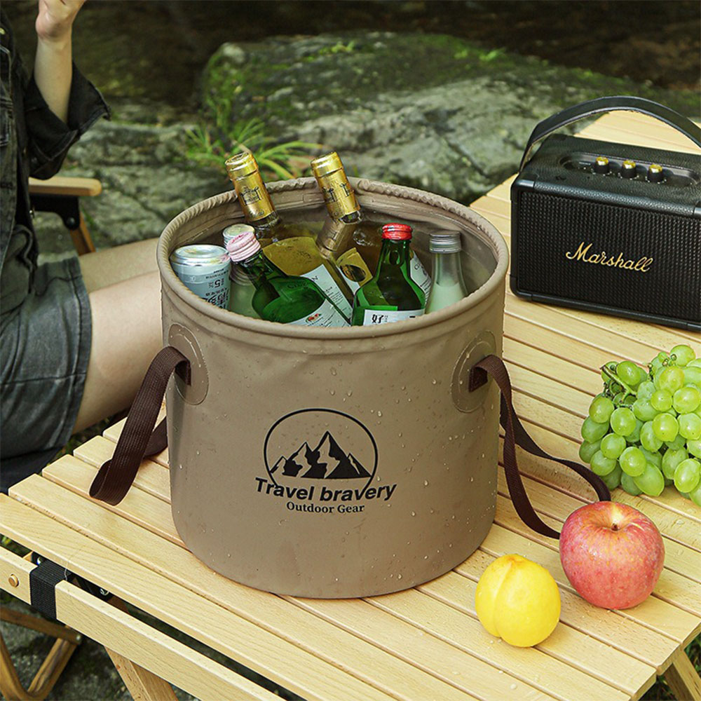 Water Bag Collapsible - ポータブル折りたたみ式屋外用ウォーターバケツ、10L/20L強化ハンドル付き折りたたみ式ポータブル洗面器、キャンプ、ハイキング、釣り用