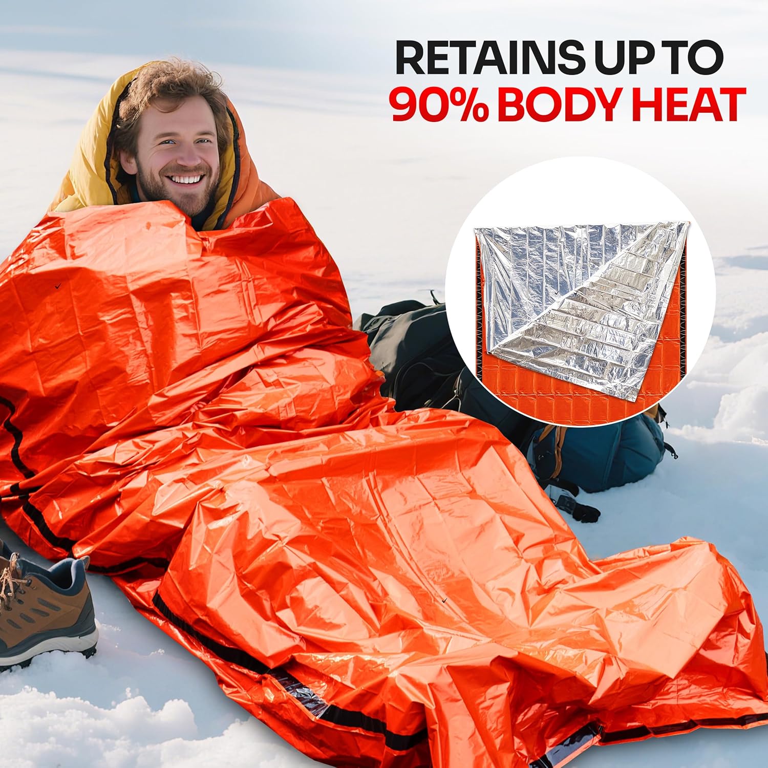 Bivy Bag Emergency - 緊急用寝袋、サバイバルギアと備品用、ライフビビーサック、防水マイラー緊急用ブランケット、サバイバルキット用