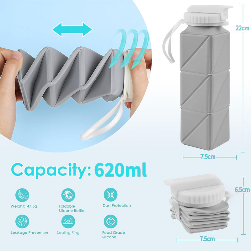 ストロー蓋付き折りたたみ式ウォーターボトル、シリコン、折りた - Water Bag Collapsible のレビューと価格