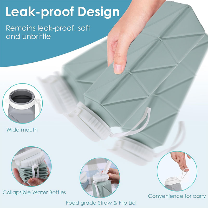 ストロー蓋付き折りたたみ式ウォーターボトル、シリコン、折りた - Water Bag Collapsible のレビューと価格