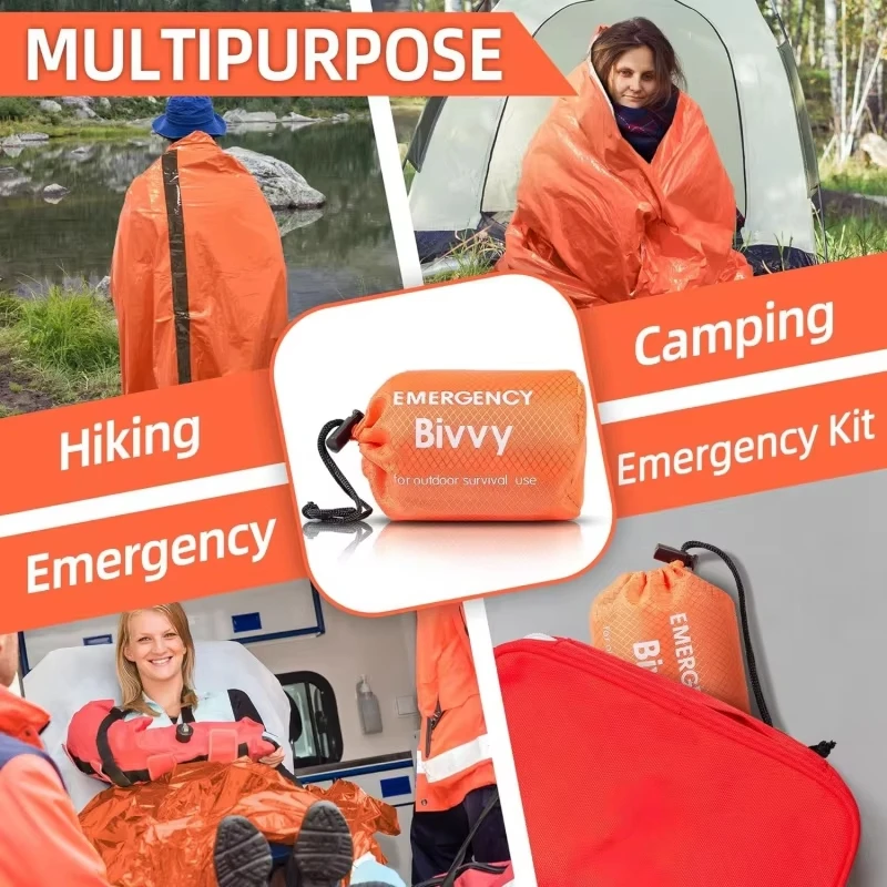 緊急用寝袋サバイバルブランケット サーマルマイラービビーサッ - Bivy Bag Emergency のレビューと価格