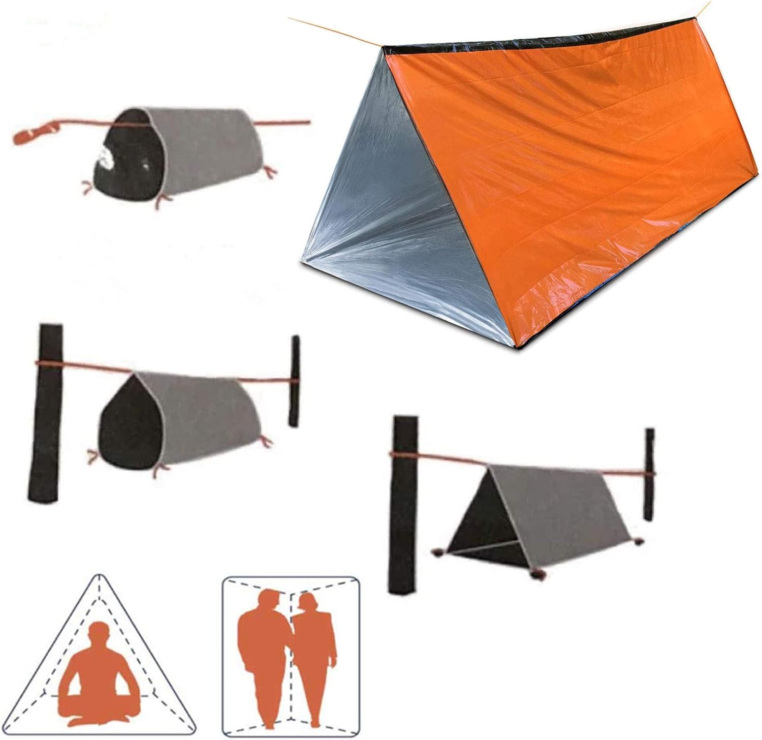 2人用緊急避難用ビビィサバイバルテントキット、マイラーチュー - Bivy Bag Emergency のレビューと価格