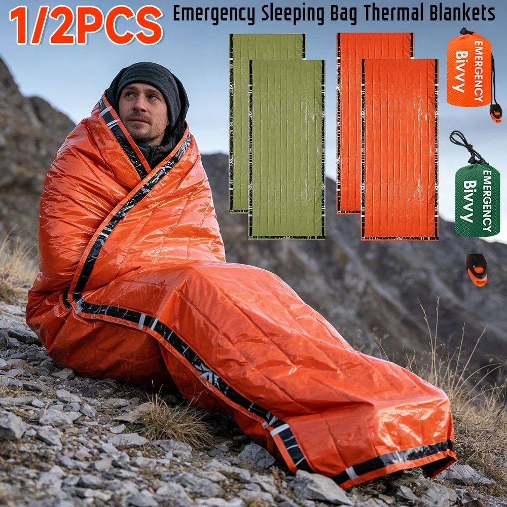 1/2個入り、緊急用寝袋、サバイバルバッグ、携帯型防水断熱ビ - Bivy Bag Emergency のレビューと価格