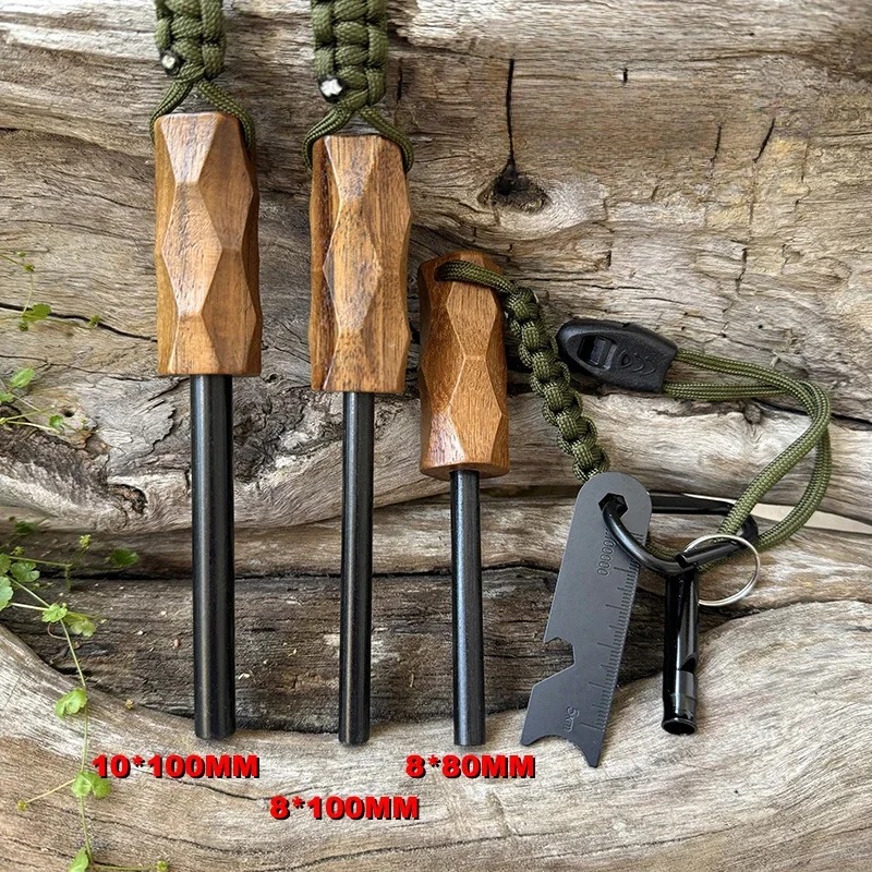 新しい屋外用フリントファイヤースターター、木製ハンドル付きイ - Fire Starting Kit のレビューと価格