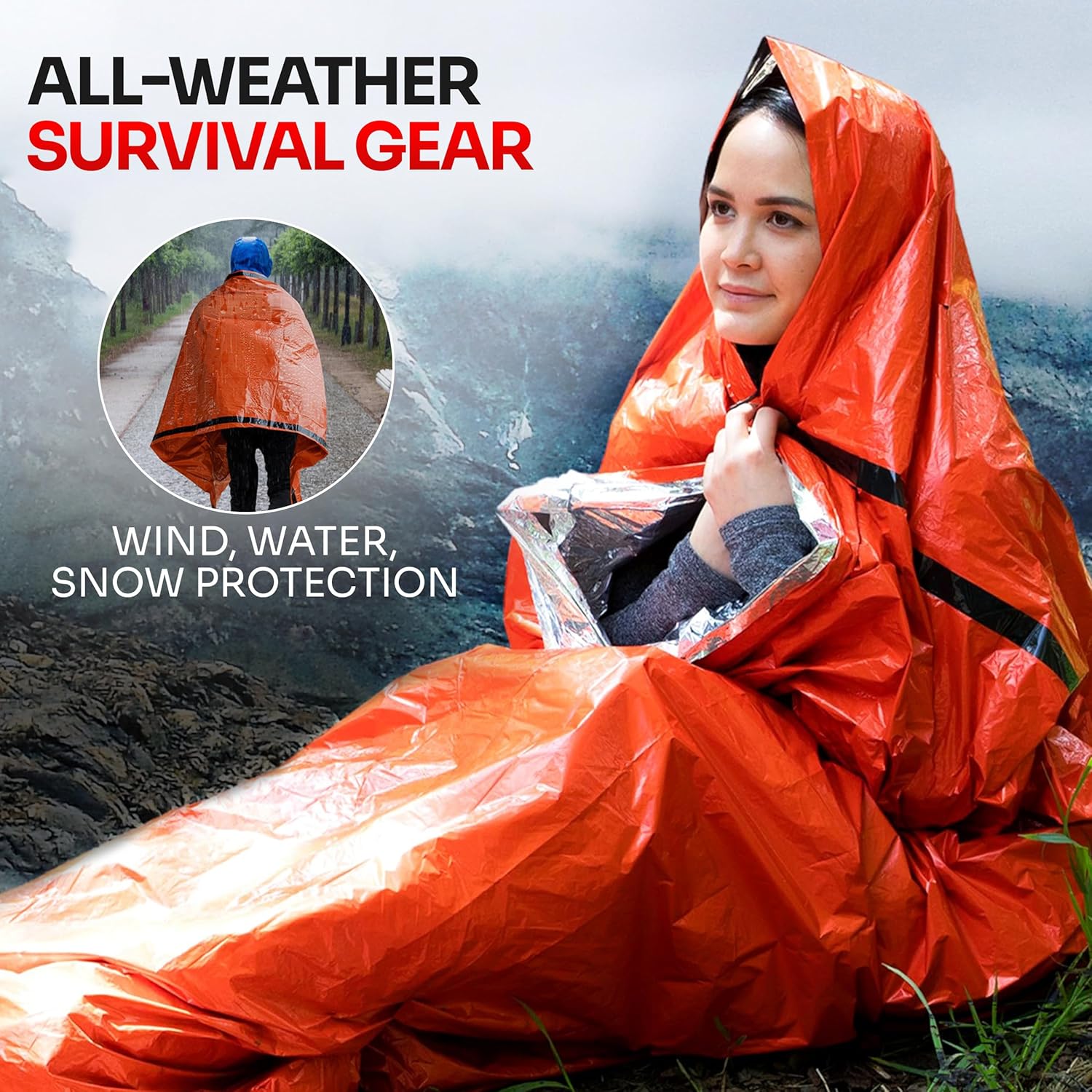 緊急用寝袋、サバイバルギアと備品用、ライフビビーサック、防水 - Bivy Bag Emergency のレビューと価格
